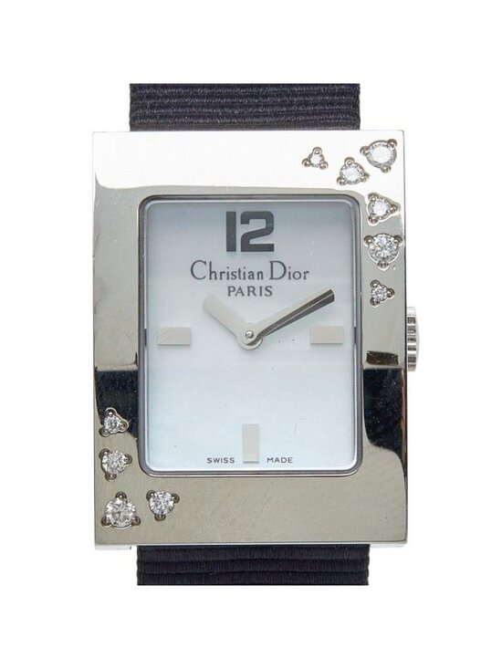 Dior Maris Shell Dial Watch Stainless Steel Leather